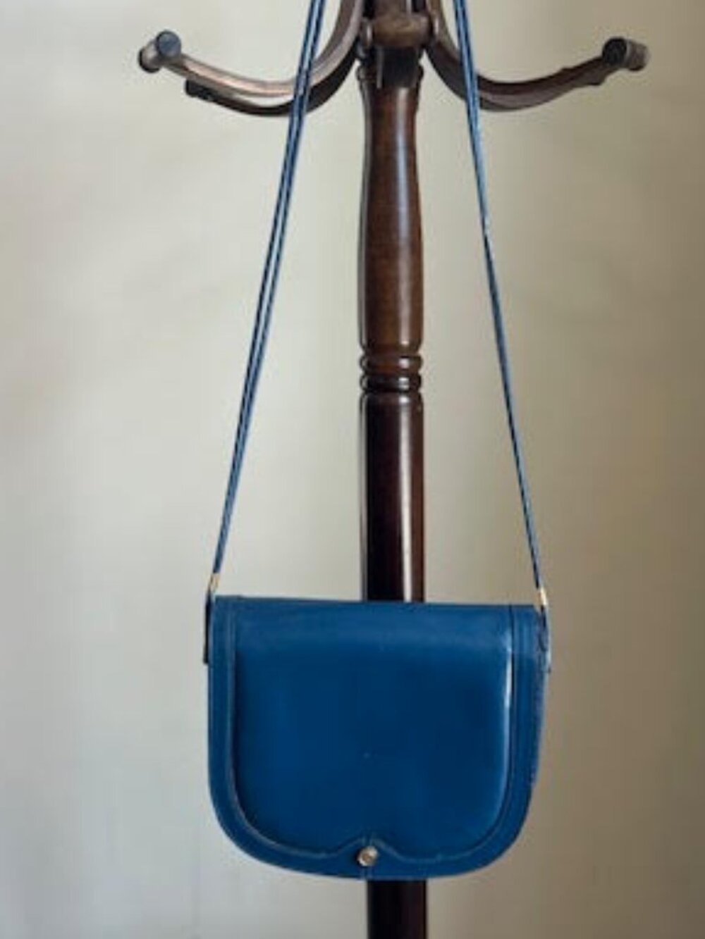Vintage La Chartreuse Blue Leather Saddle Bag 1970s Hard to Find Crossbody